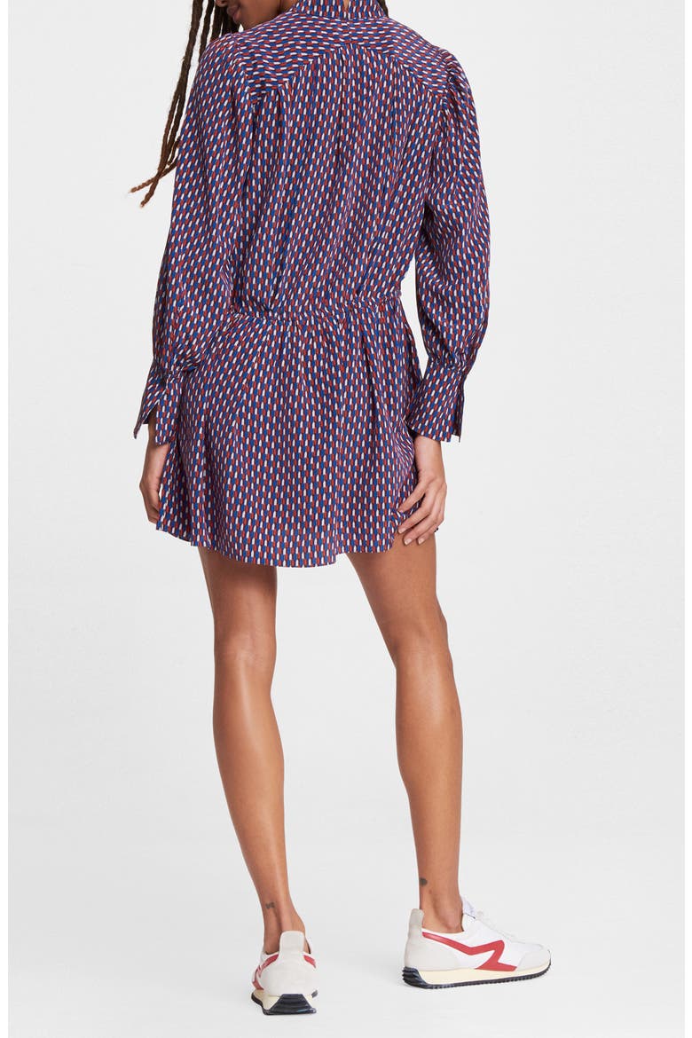 Carly Long Sleeve Silk Shirt Dress, Alternate, color, REDMULT