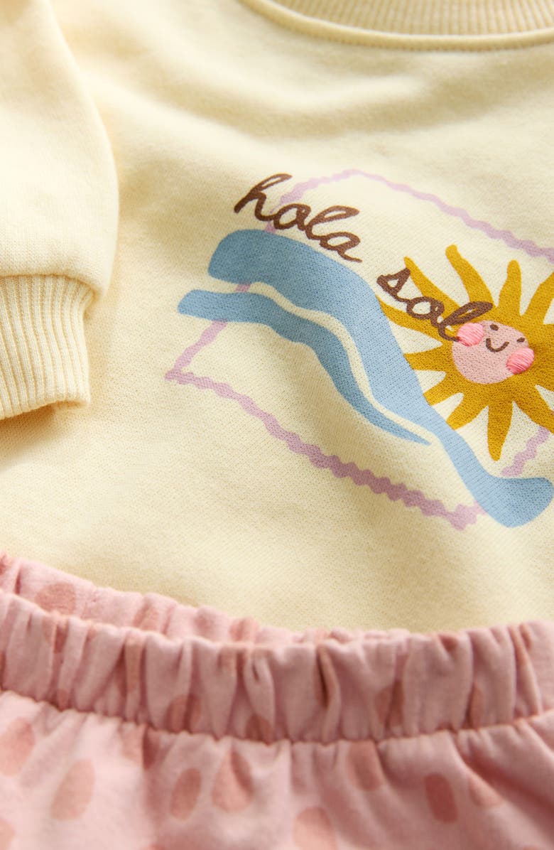 NEXT Kids' Graphic Sweatshirt & Wide Leg Sweatpants Set, Alternate, color, Yellow