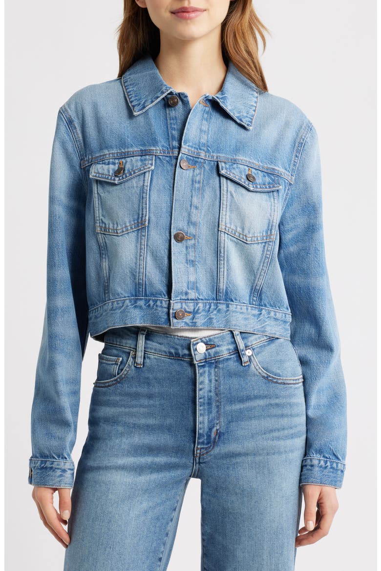 The Off Duty Denim Trucker Jacket, Alternate, color, ESSENCE