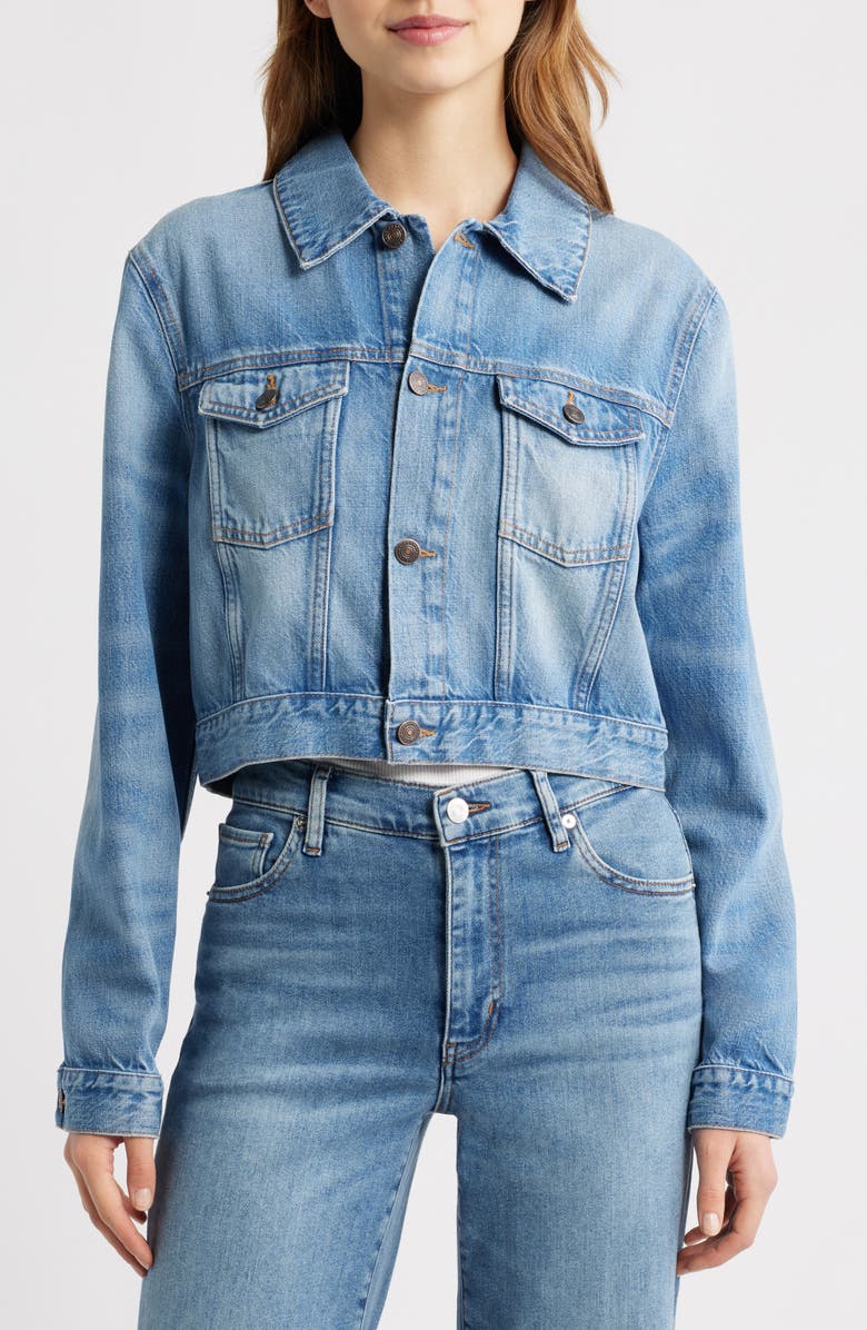 FRAME The Off Duty Denim Trucker Jacket, Alternate, color, Essence