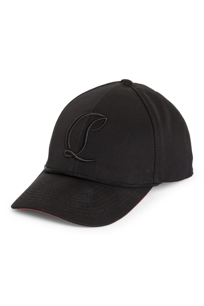 Mooncrest Embroidered Monogram Cotton Canvas Baseball Cap, Alternate, color, BLACK/ SILVER