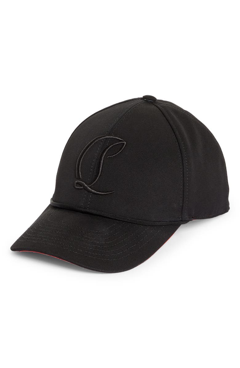 Christian Louboutin Mooncrest Embroidered Monogram Cotton Canvas Baseball Cap, Alternate, color, 