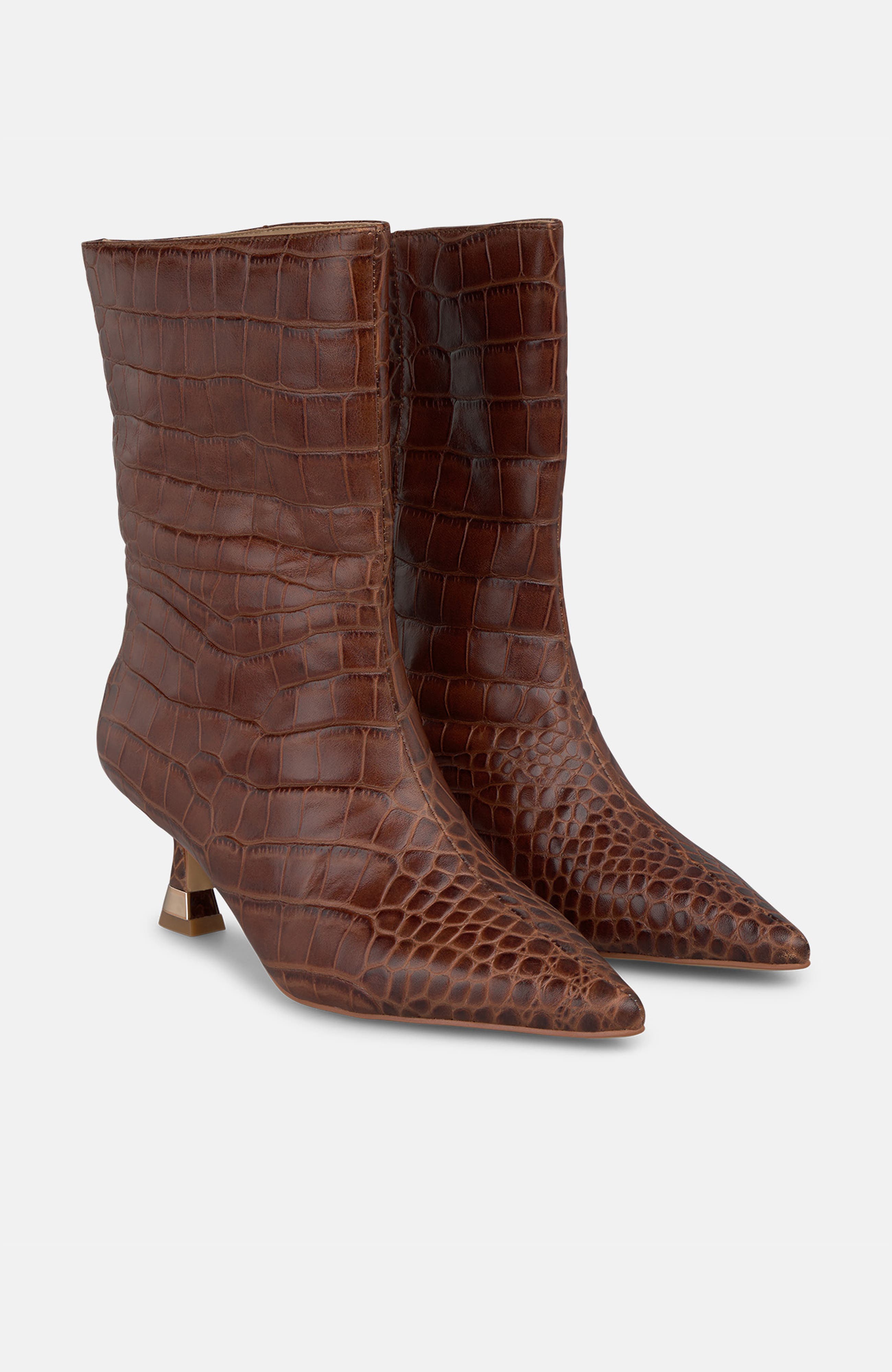 Metallic Heeled Ankle Boot, Main, color, Camel