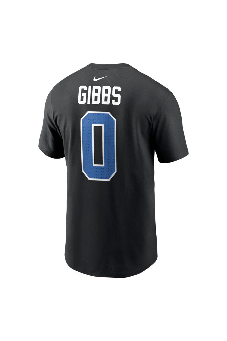 Men's Nike Jahmyr Gibbs Black Detroit Lions Carbon Name & Number T-Shirt, Alternate, color, Black