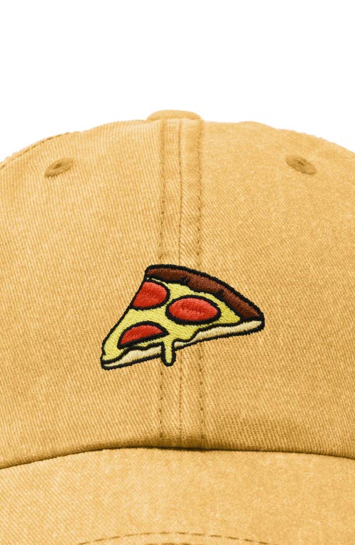 Dalix Pizza Slice Embroidered Dad Hat In Washed Gold
