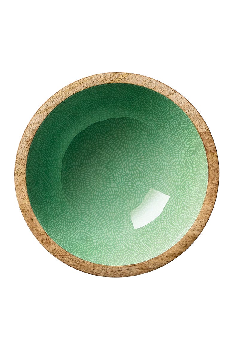 Mango Wood Lacquered Small Serving Bowl, 8" x 3", Alternate, color, Green