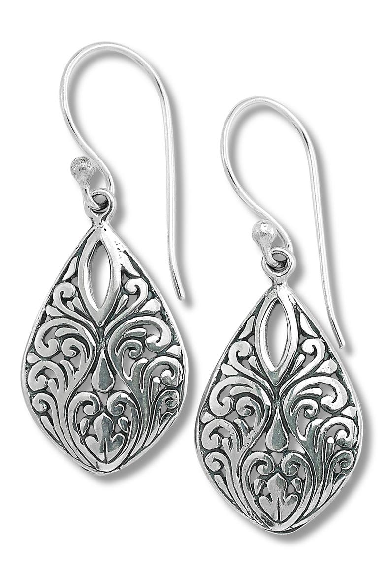 Sterling Silver Pear Shape Drop Earrings, Main, color, SILVER