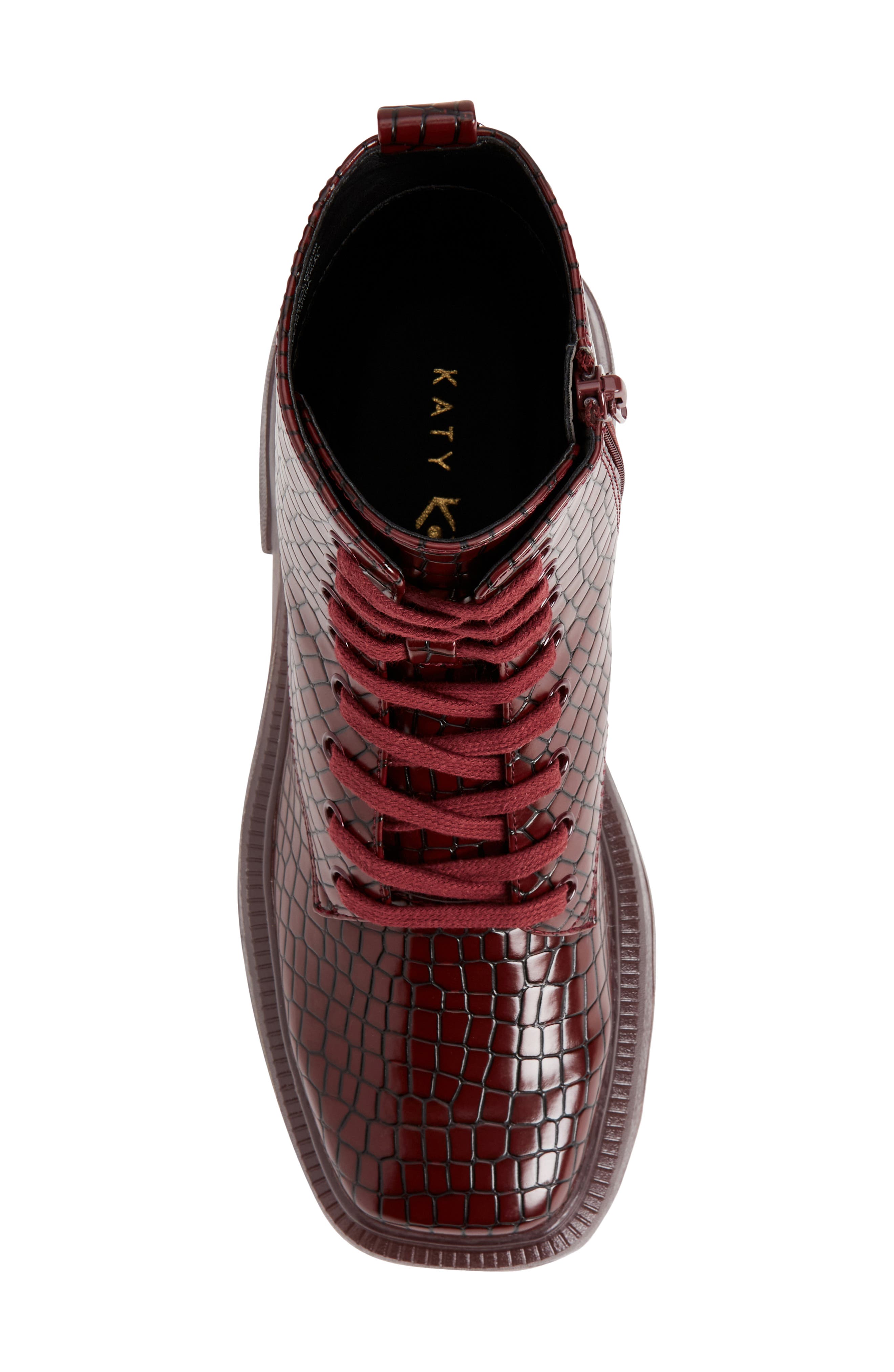 Katy Perry The Geli Combat Boot, Alternate, color, Burgundy Croc