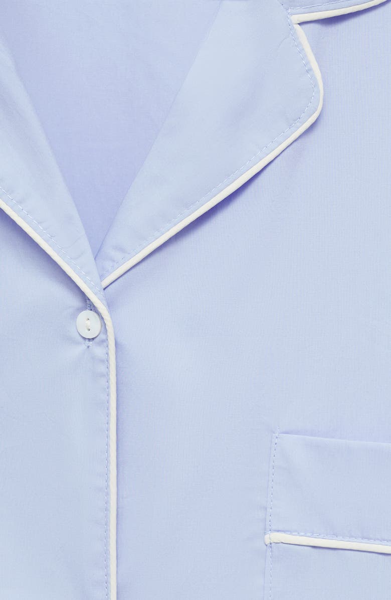 MANGO Contrast Trim Pajama Shirt, Alternate, color, 