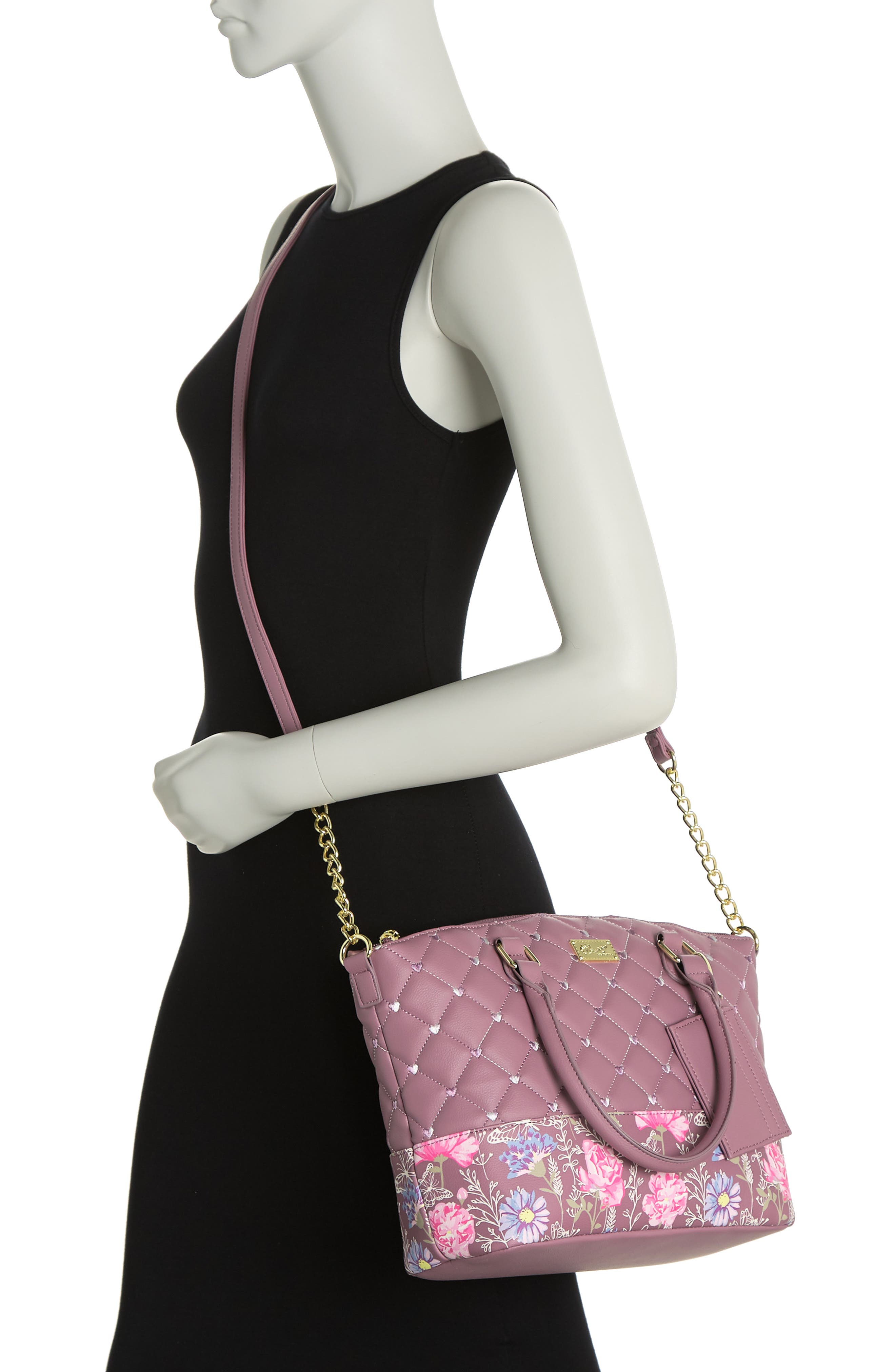 Luv Betsey by Betsey Johnson Medium Printed Logo Handbag, Alternate, color, 