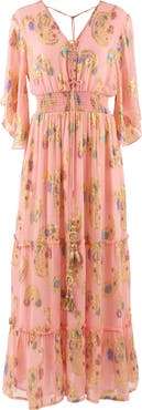 holiCHIC Devina Metallic Embroidery Georgette Maxi Dress