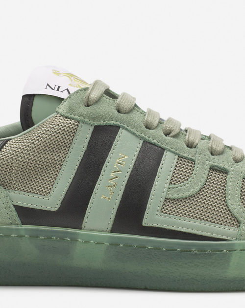 Lanvin Clay Sneakers In Green Suede And Fabric