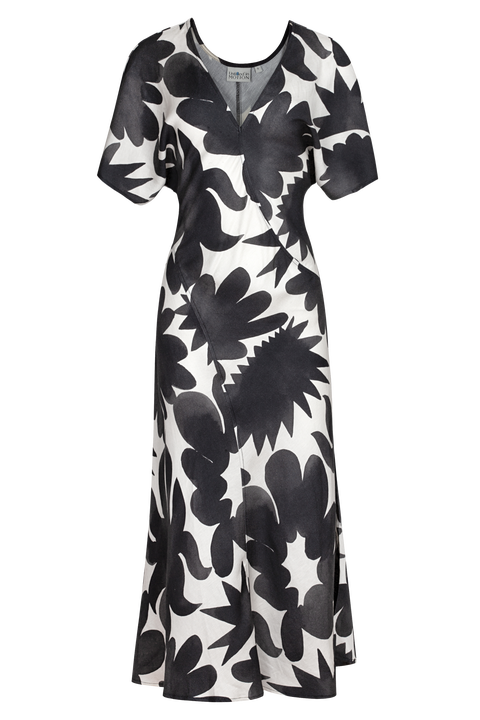 Zena Printed V-Neck Midi Dress