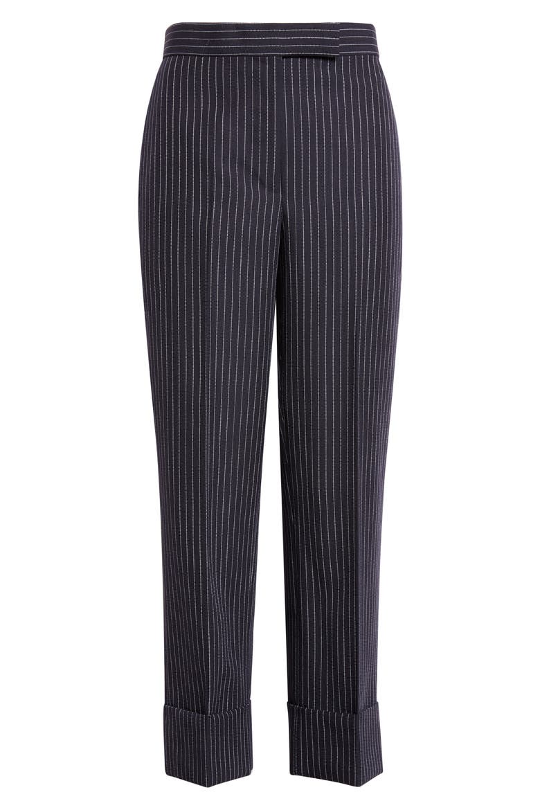 Fit 1 Pinstripe Backstrap Virgin Wool Blend Pants, Alternate, color, NAVY