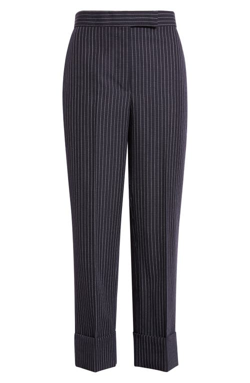 Thom Browne Fit 1 Pinstripe Wool Backstrap Virgin Wool Blend Pants In Black