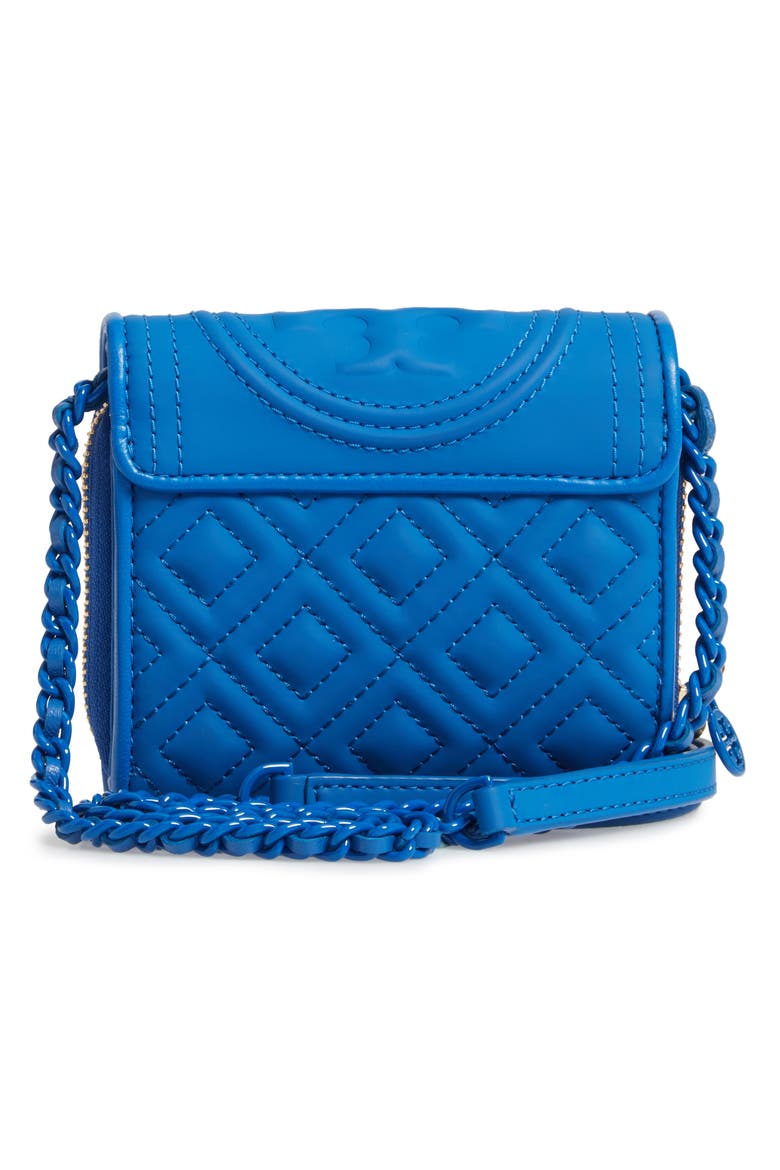 Mini Fleming Matte Wallet on a Chain, Alternate, color, MEDITERRANEAN BLUE