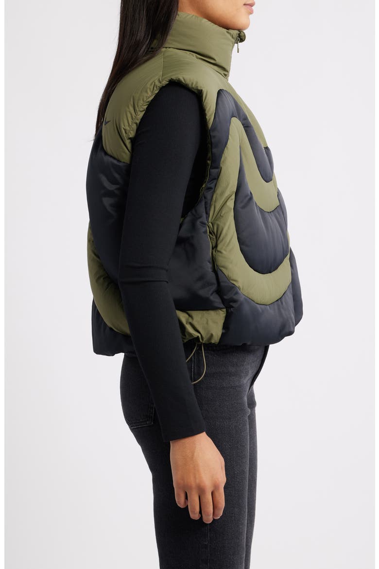 Swoosh Down Vest, Alternate, color, OLIVE/ BLACK