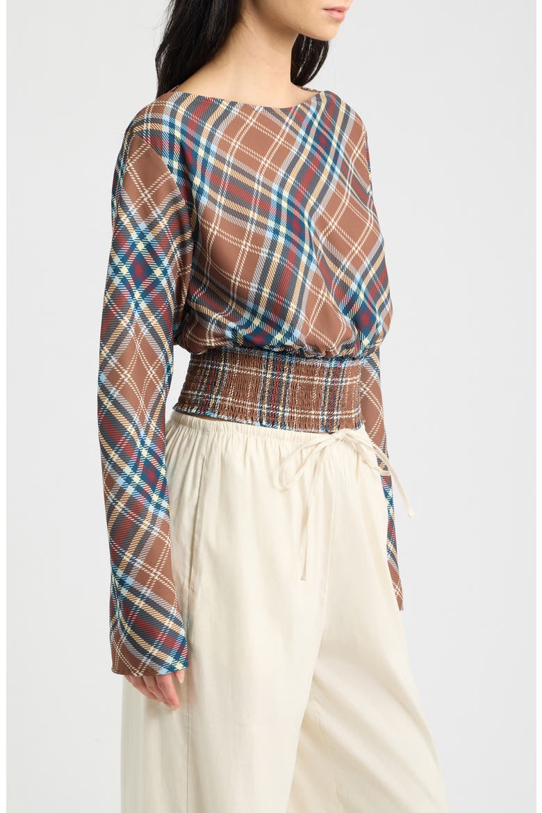 The Ace Plaid Long Sleeve Crop Top, Alternate, color, PLAID