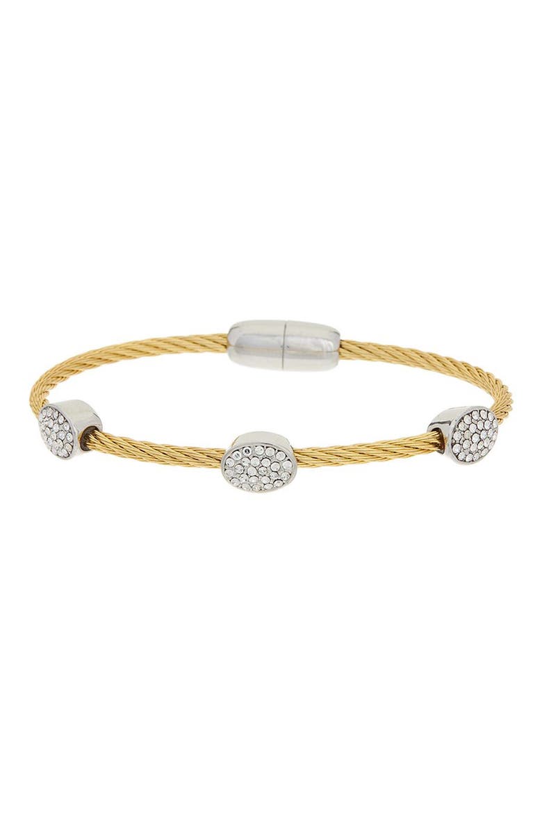 CZ Station Cable Bracelet, Main, color, TWO TONE