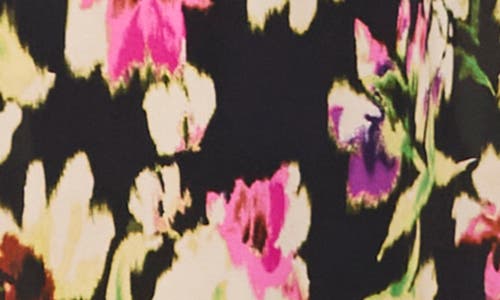 Vince Camuto Floral Flutter Sleeve Jumpsuit In Rich Black
