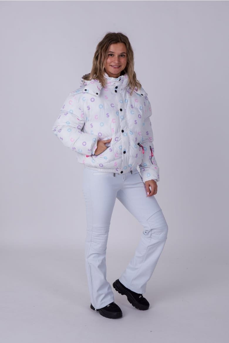 Chic Puffer Jacket - OOSC Print, Alternate, color, White