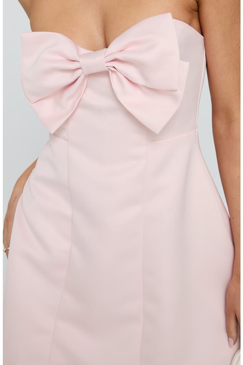 Genevie Bow Strapless Minidress, Alternate, color, LIGHT PINK