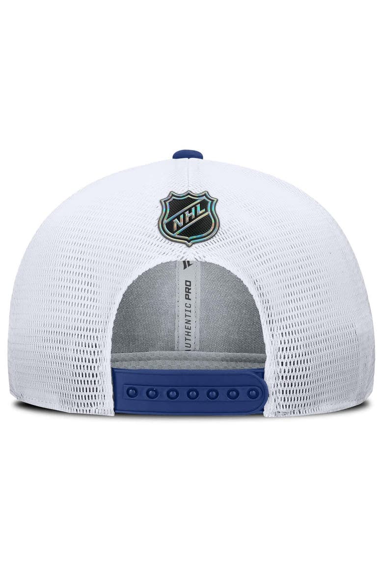 Men's Fanatics Blue/White Toronto Maple Leafs Authentic Pro Rink Lockup Adjustable Trucker Hat, Alternate, color, Blue