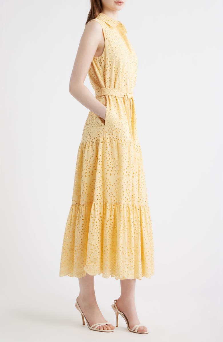 KOBI HALPERIN Camila Eyelet Tie Waist Sleeveless Maxi Dress, Alternate, color, Chamomile