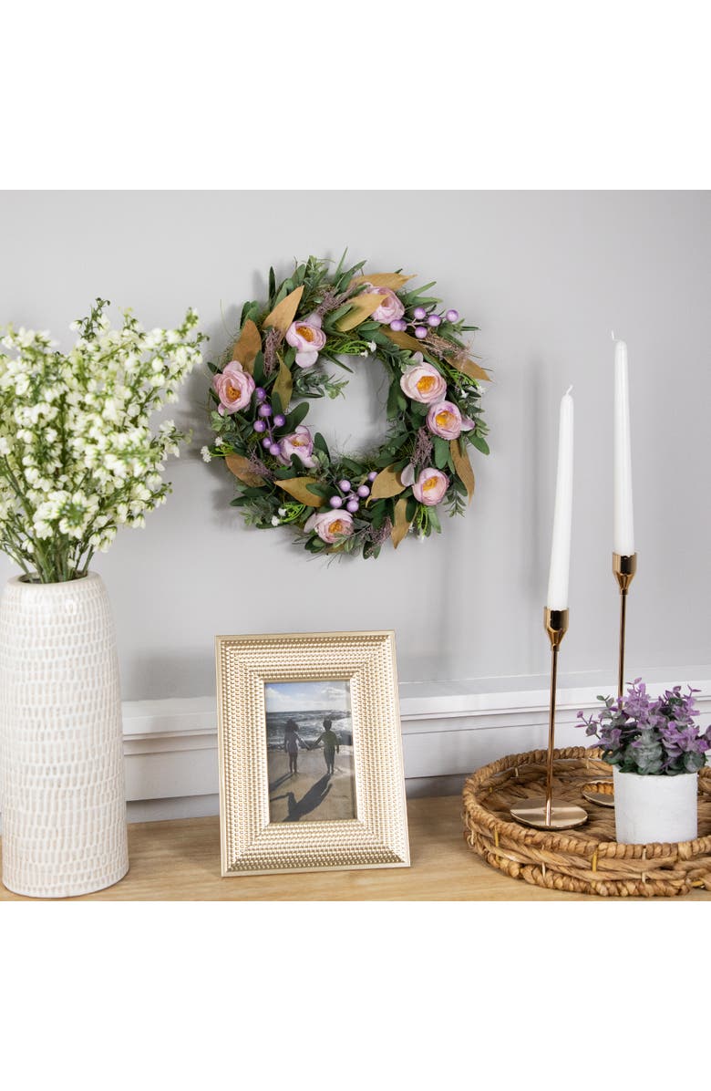 Northlight Artificial Mixed Floral and Greenery Spring Wreath - 13" - Purple, Alternate, color, Purple