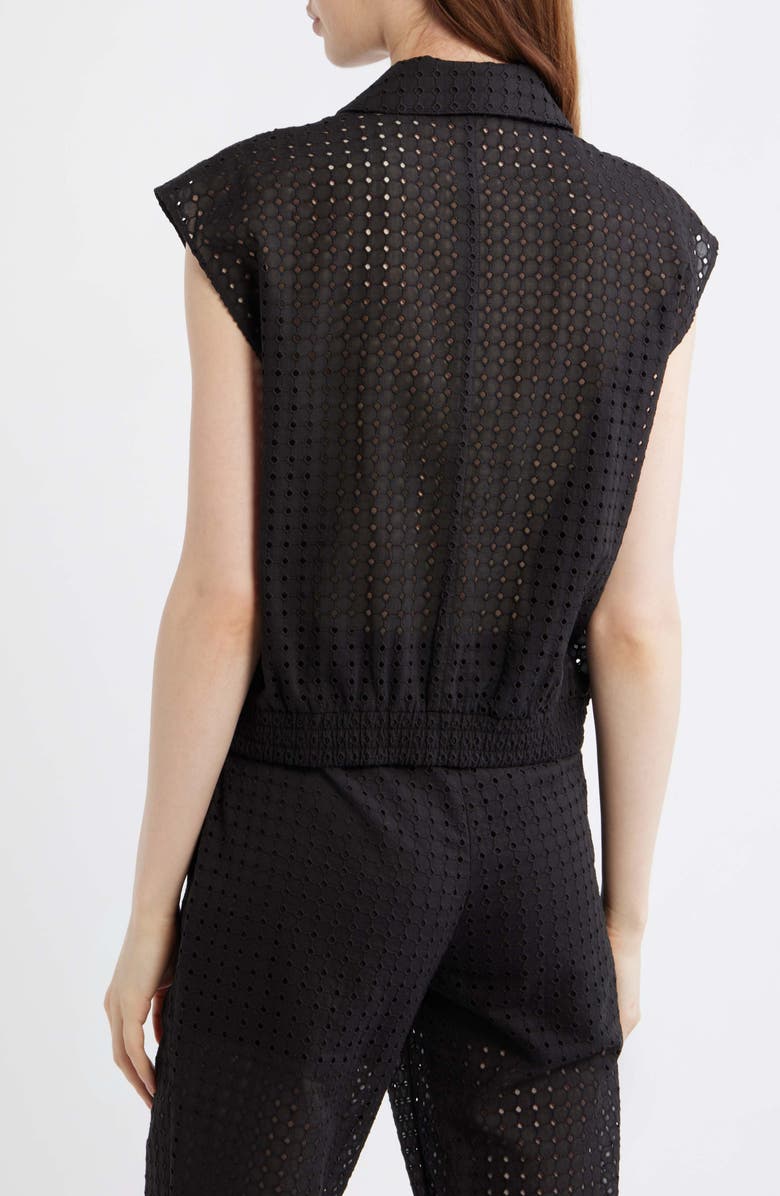 Theory Crop Eyelet Vest, Alternate, color, Black