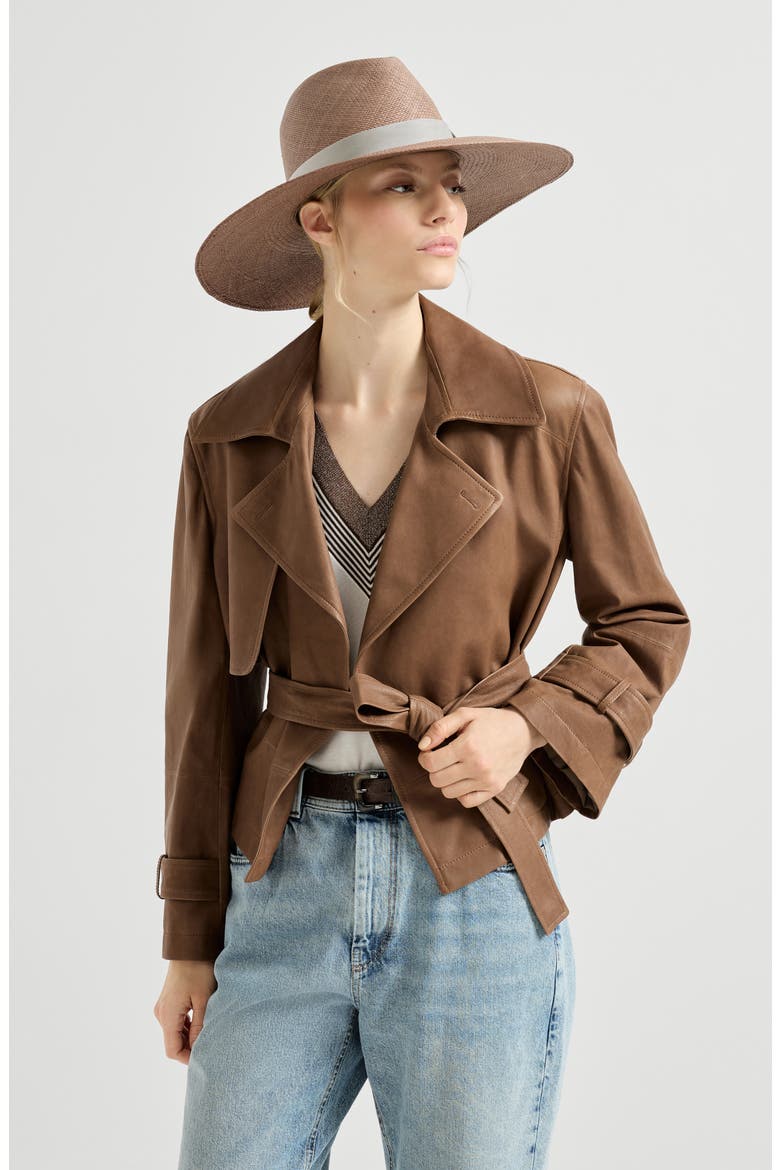 Vintage nappa Crop trenchcoat, Alternate, color, Brown