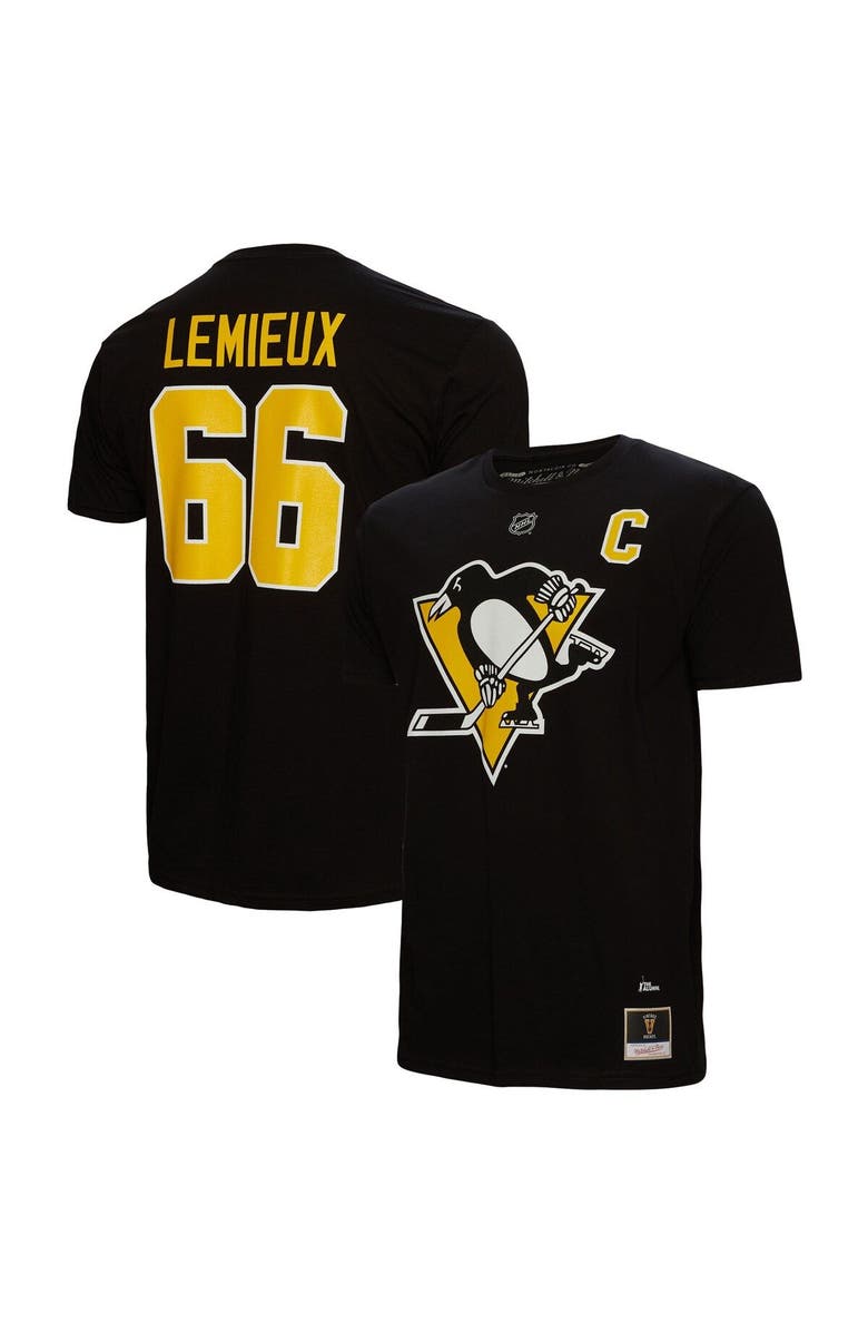 Mitchell & Ness Men's Mitchell & Ness Mario Lemieux Black Pittsburgh Penguins Name & Number T-Shirt, Main, color, 