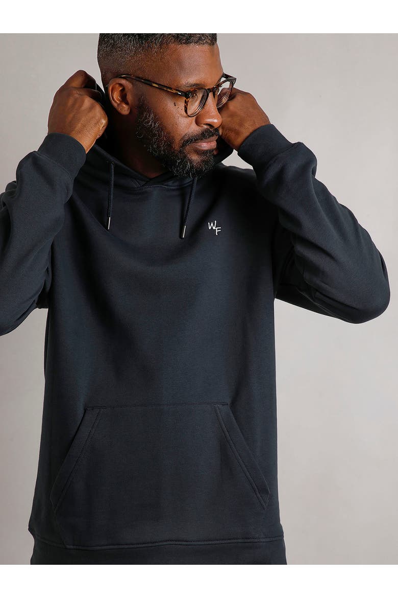 Hugo Branded Popover Hoodie, Main, color, Navy