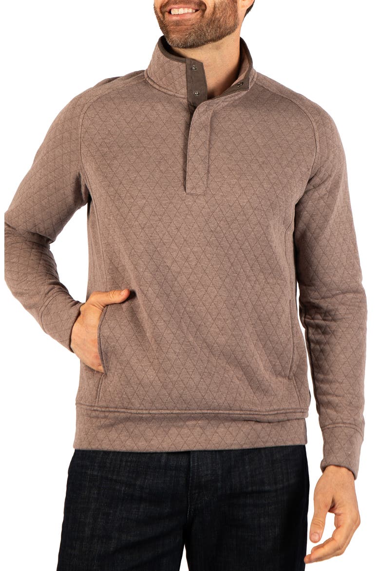 Quilted Snap Pullover, Alternate, color, BROWN