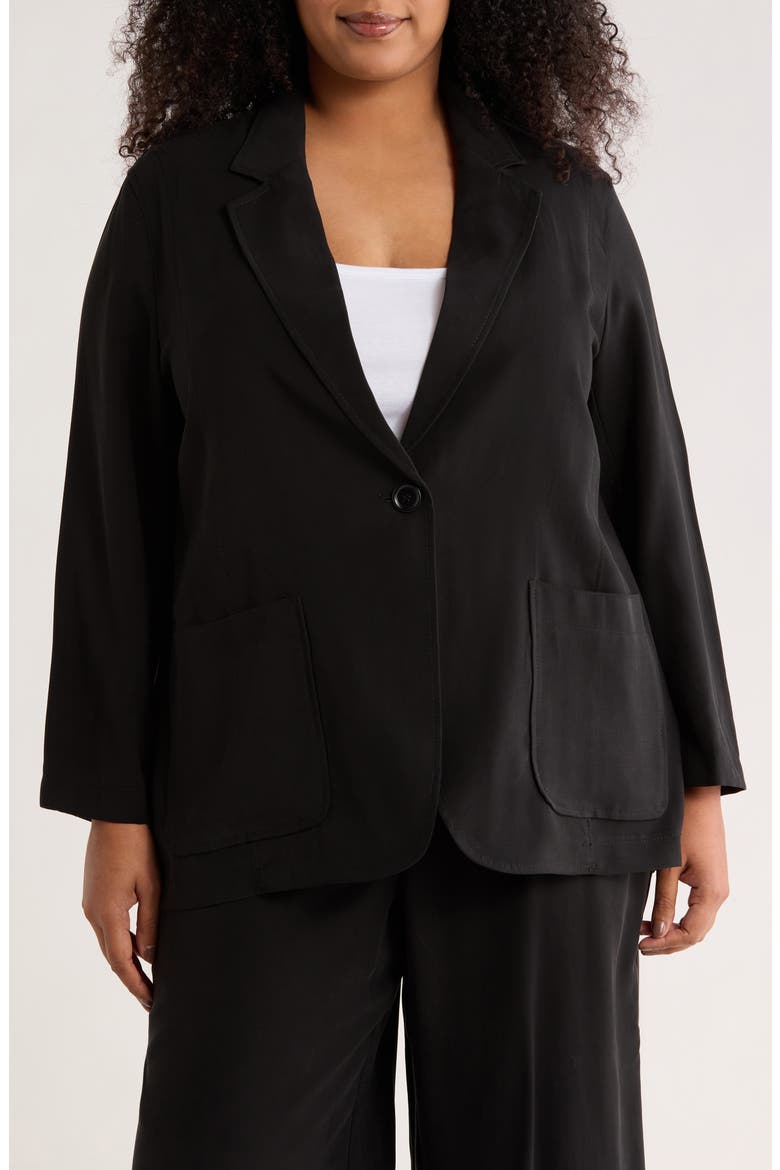 Oversize Brushed Twill Blazer, Main, color, BLACK