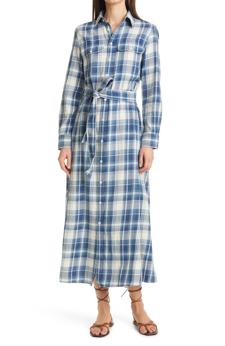 Polo Ralph Lauren Stephanie Plaid Long Sleeve Cotton Shirtdress, Main, color, 