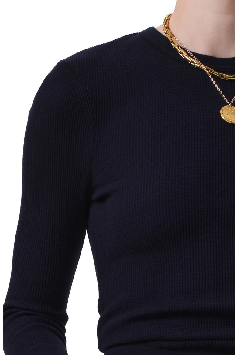 Pilar Long Sleeve Recycled Cotton Waffle Knit T-Shirt, Alternate, color, NAVY