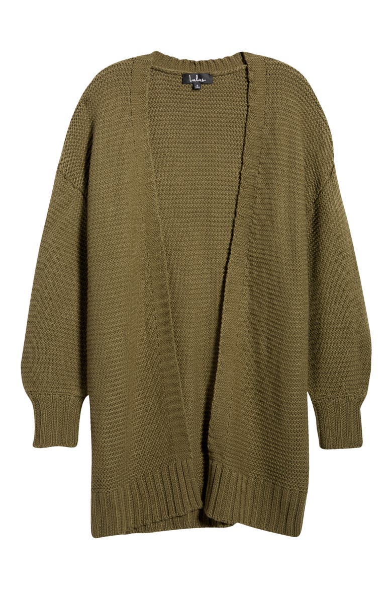 Warm Company Balloon Sleeve Cardigan, Alternate, color, OLIVE GREEN