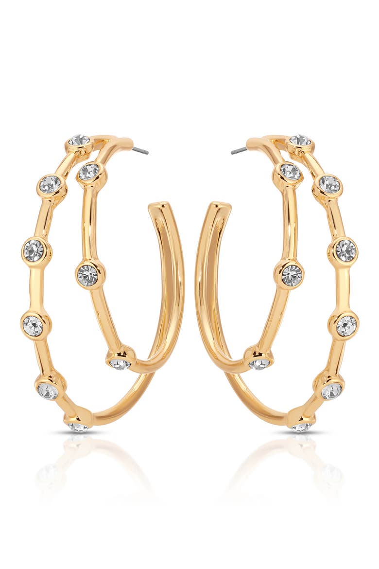 Double Dotted Hoop Earrings, Alternate, color, GOLD