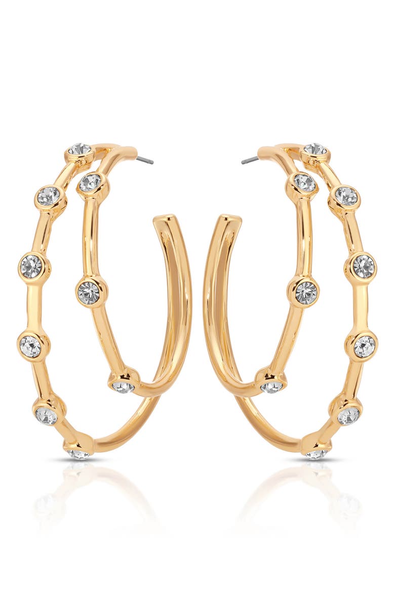 Ettika Double Dotted Hoop Earrings, Alternate, color, Gold