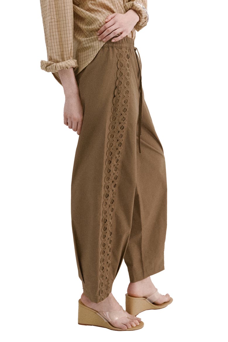 Embroidered Side Stripe Cotton Drawstring Pants, Alternate, color, KHAKI