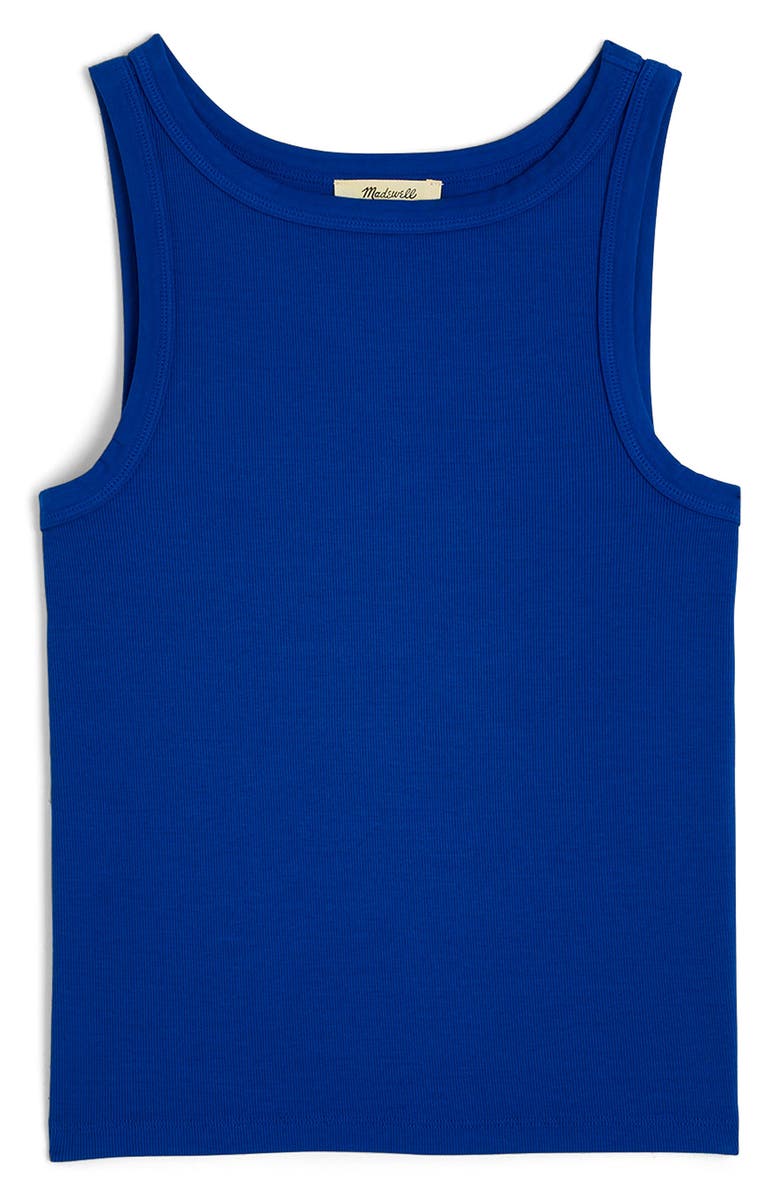 Madewell High Neck Cotton Tank, Alternate, color, Brilliant Sapphire