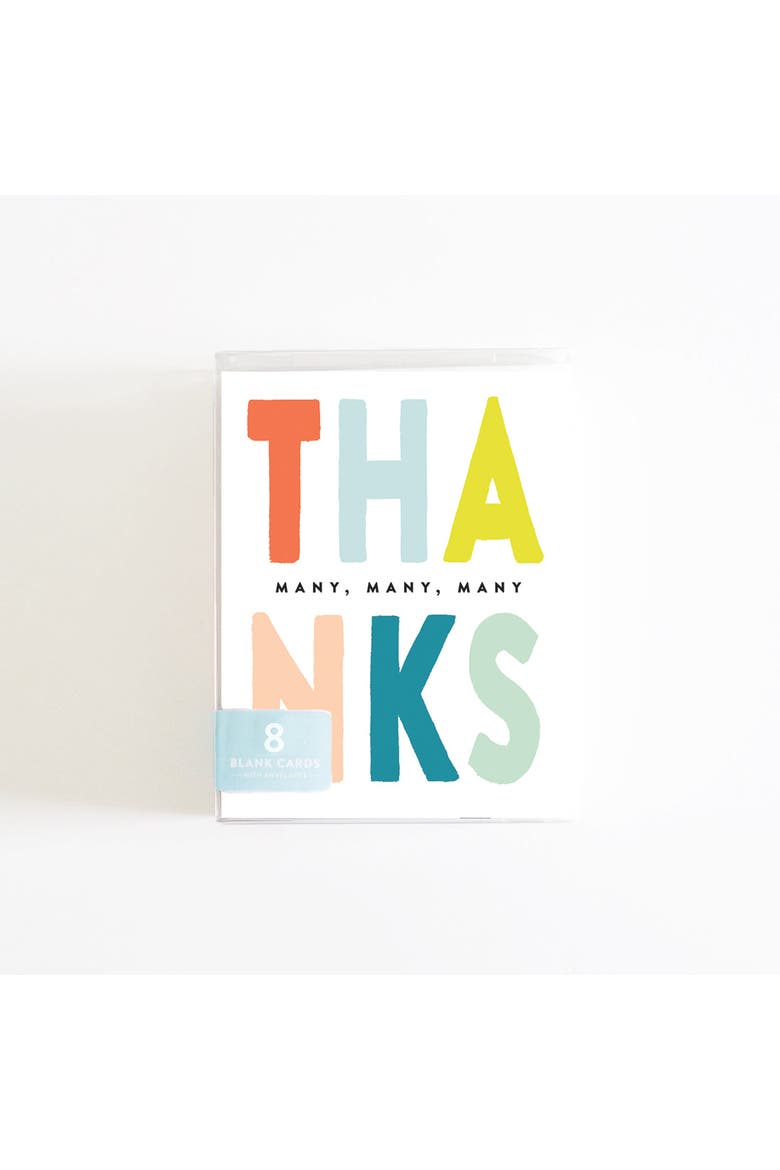 3x Many Thanks Boxed Set of 8 Cards, Alternate, color, Vibrant Colors