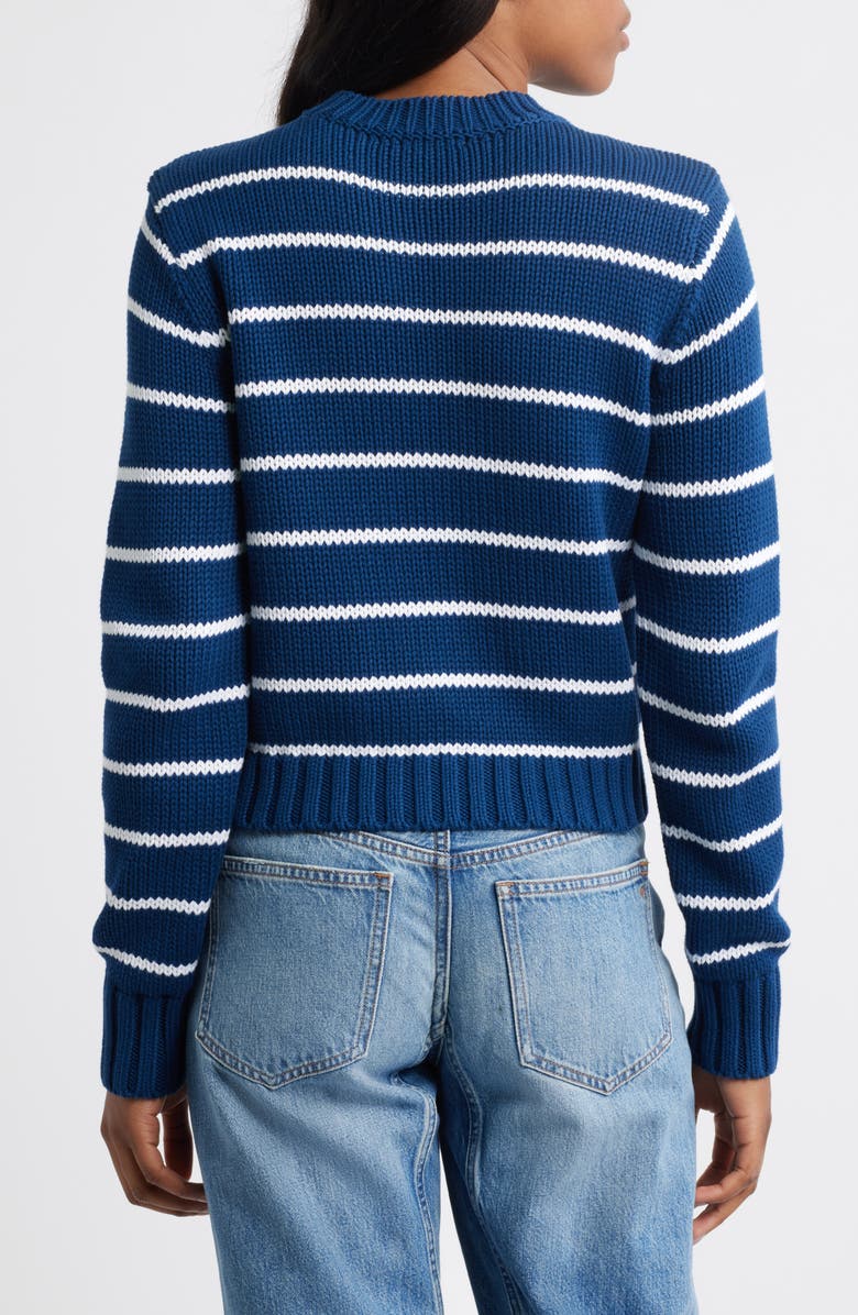 Madewell Stripe Relaxed Cotton Sweater, Alternate, color, Ink And White Stripe