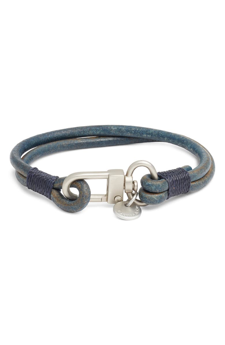 Caputo & Co. Chunky Craftman Leather Bracelet, Main, color, Blue