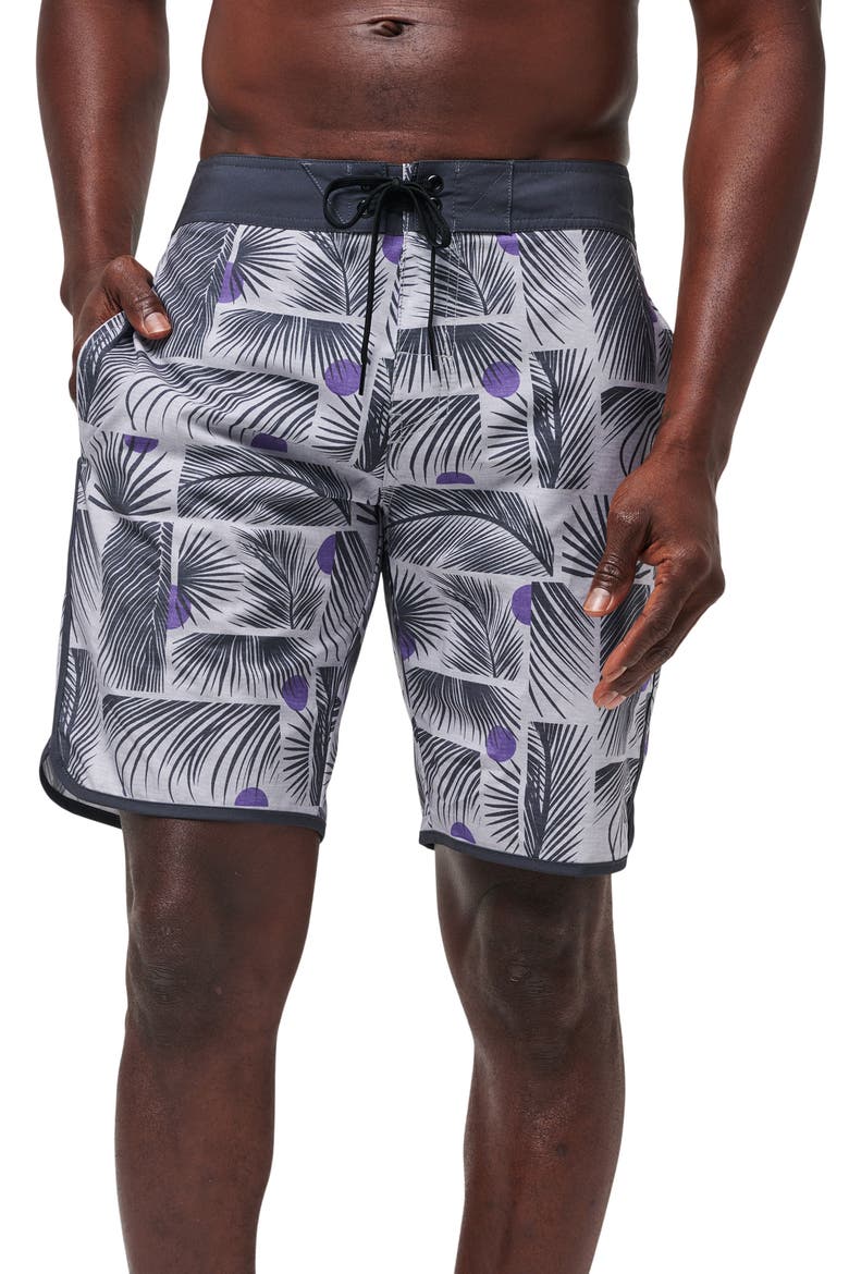 Island Hopper Board Shorts, Main, color, HEATHER GREY PINSTRIPE