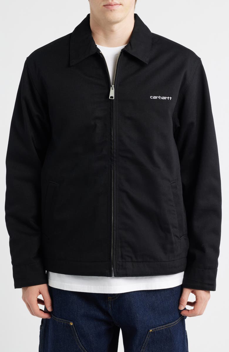 Carhartt Work In Progress Modular Script Embroidered Twill Jacket, Alternate, color, Black / White