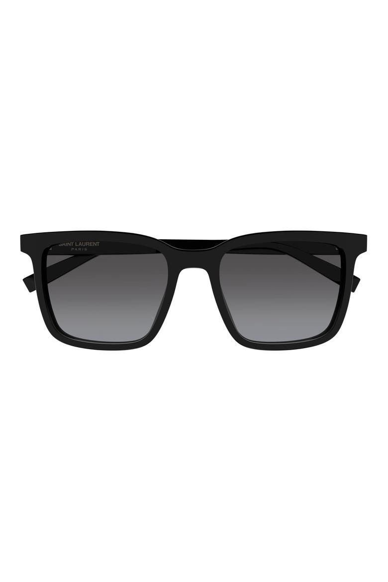 54mm Square Sunglasses, Main, color, BLACK