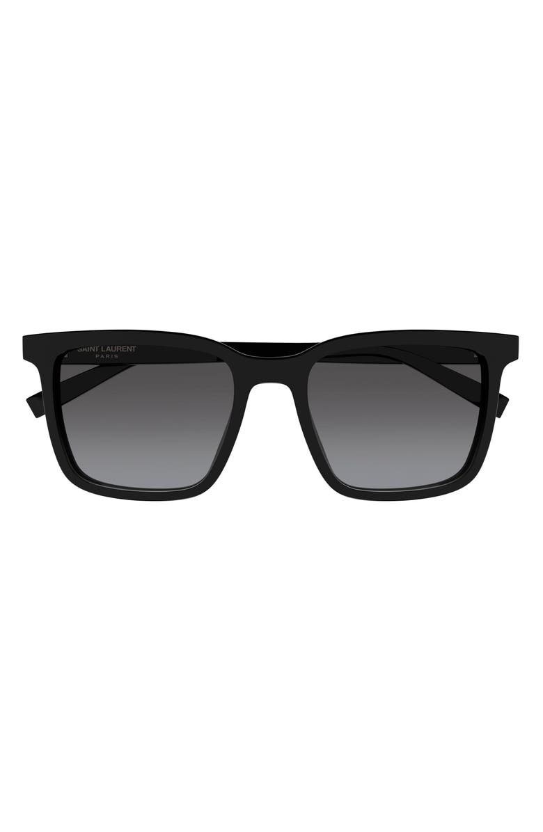 Saint Laurent 54mm Square Sunglasses, Main, color, Black