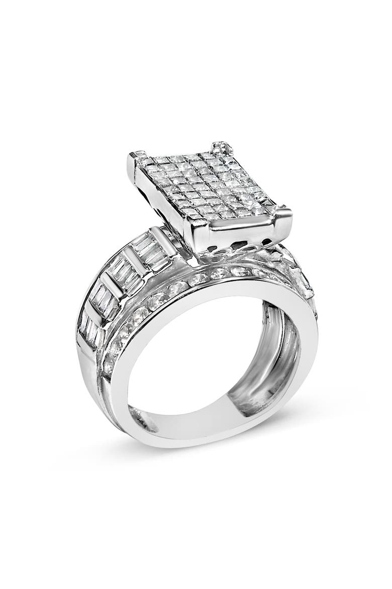 14K Gold 2.0 Cttw Mixed-Cut Diamond Composite Cluster Ring, Alternate, color, White Gold